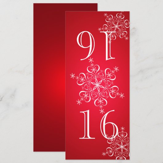 Elegant Snowflakes Rood 2 tabelnummer Kaart (Voorkant / Achterkant)