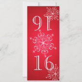 Elegant Snowflakes Rood 2 tabelnummer Kaart (Voorkant)