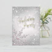 Elegant Snowflakes Roze Frost Holiday Party Inveme Kaart (Staand voorkant)