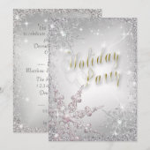 Elegant Snowflakes Roze Frost Holiday Party Inveme Kaart (Voorkant / Achterkant)