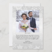 Elegant Snowflakes & Script 2-foto Winter Wedding Bedankkaart (Achterkant)