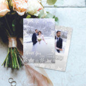 Elegant Snowflakes & Script 2-foto Winter Wedding Bedankkaart