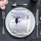 Elegant Snowflakes & Script 2-foto Winter Wedding Bedankkaart