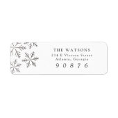 Elegant Snowflakes Silver Modern Return Address Etiket (Voorkant)