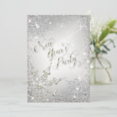Elegant Snowflakes Silver Sparkle nieuwjaarsfeest Kaart (Staand voorkant)
