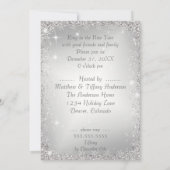 Elegant Snowflakes Silver Sparkle nieuwjaarsfeest Kaart (Achterkant)