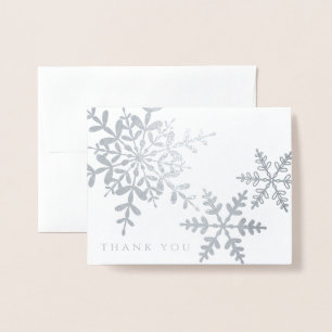 Elegant Snowflakes Simple Moderne Hartelijk dank Folie Kaarten