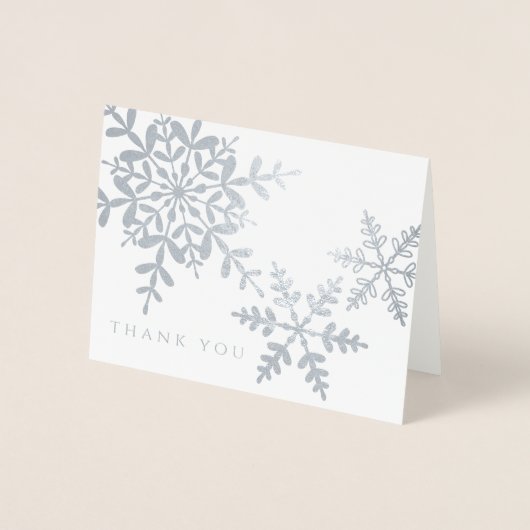 Elegant Snowflakes Simple Moderne Hartelijk dank Folie Kaarten (Voorkant)