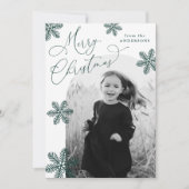 Elegant Snowflakes Spruce Green 2 Foto Feestdagenkaart (Voorkant)