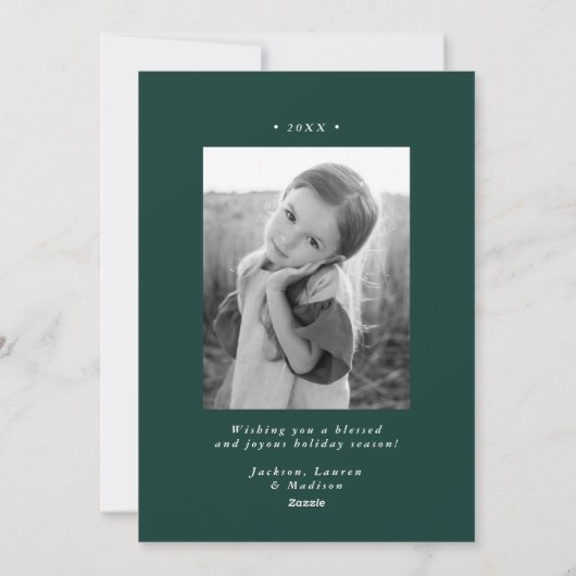 Elegant Snowflakes Spruce Green 2 Foto Feestdagenkaart (Achterkant)