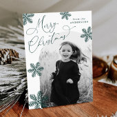 Elegant Snowflakes Spruce Green 2 Foto Feestdagenkaart