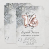 Elegant Snowflakes Sweet 16 Kaart (Voorkant / Achterkant)