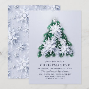 Elegant Snowflakes Tree Holiday CHRISTMAS EVE Kaart