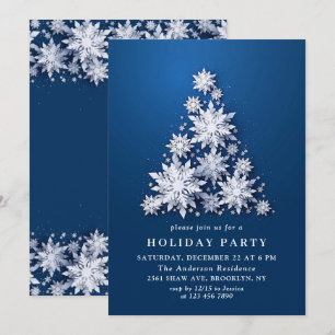 Elegant Snowflakes Tree Holiday CHRISTMAS PARTY Kaart