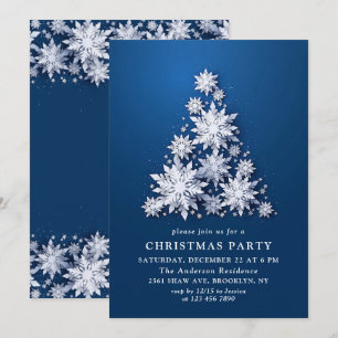 Elegant Snowflakes Tree Holiday CHRISTMAS PARTY Kaart