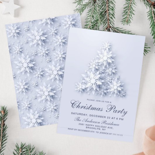 Elegant Snowflakes Tree Vakkerfeest Kaart