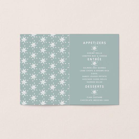 Elegant Snowflakes Weddenschap Winterkerstmenu Folie Kaarten (Binnen)