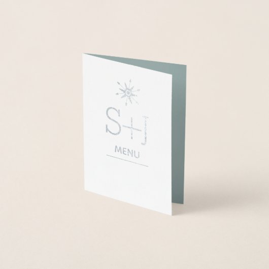 Elegant Snowflakes Weddenschap Winterkerstmenu Folie Kaarten (Voorkant)