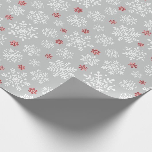Elegant snowflakes white on grey cadeaupapier (Hoek)