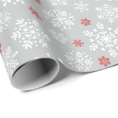 Elegant snowflakes white on grey cadeaupapier (Rol Hoek)