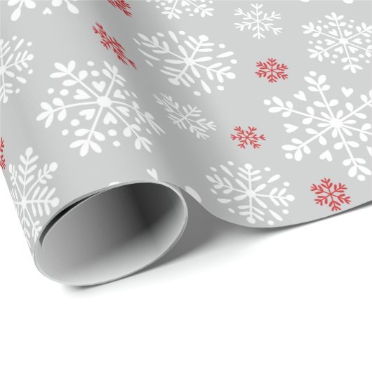 Elegant snowflakes white on grey cadeaupapier (Rol Hoek)
