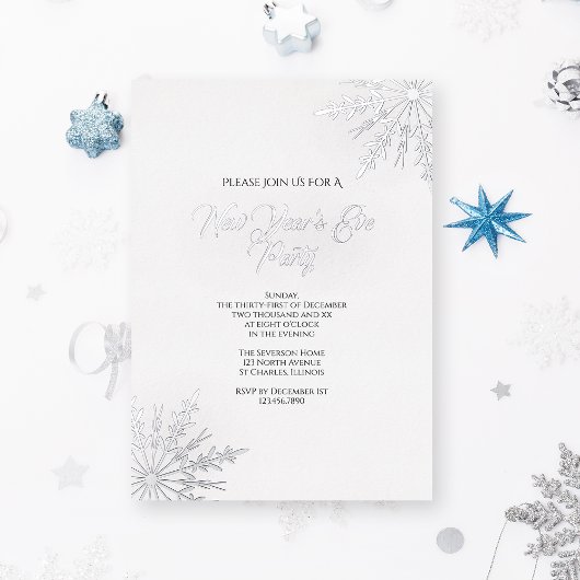 Elegant Snowflakes Winter Nieuwjaar Folie Uitnodiging