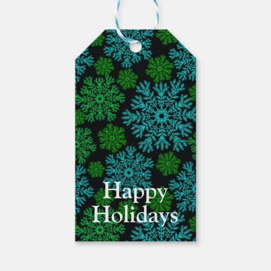 Elegant Snowflakes Winter Pattern Cadeaulabel (Voorkant)