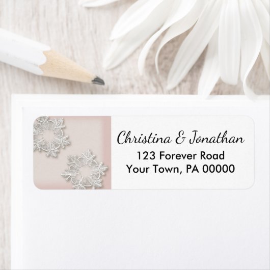 Elegant Snowflakes Winter Return Address Labels (Insitu)