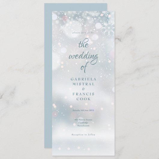 Elegant Snowflakes Winter Wedding Kaart (Voorkant / Achterkant)