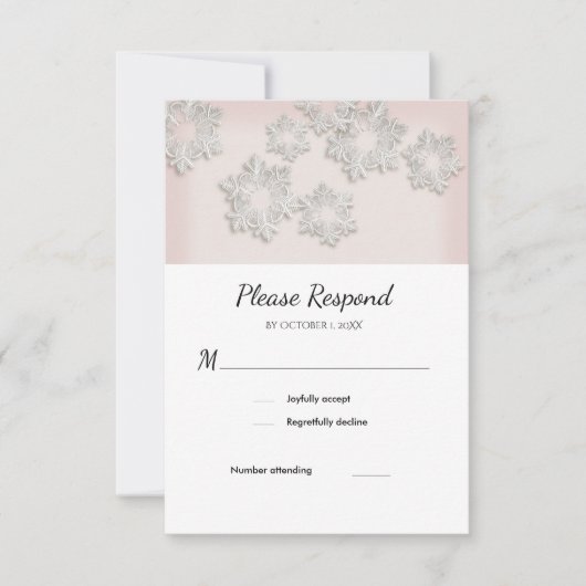 Elegant Snowflakes Winter Wedding RSVP Flat Kaart (Voorkant)