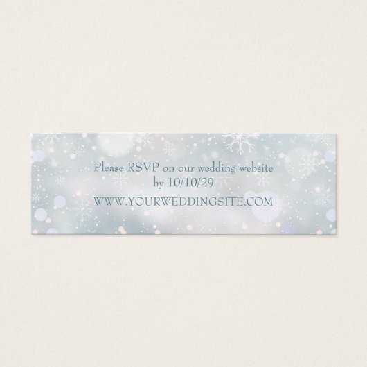 Elegant Snowflakes Winter Wedding Website RSVP Mini Visitekaartjes (Voorkant)