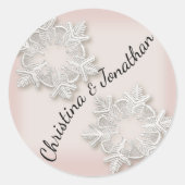 Elegant Snowflakes Winter Weduwronde Stickers (Voorkant)