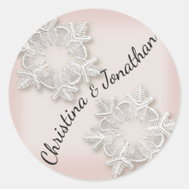 Elegant Snowflakes Winter Weduwronde Stickers