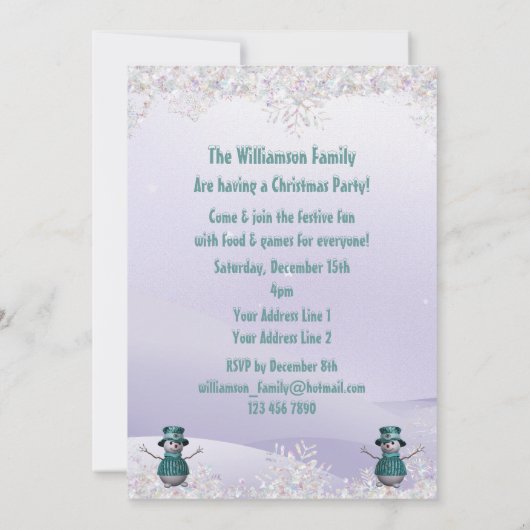 Elegant SnowGlobe & Snowman-kerstfeest Kaart (Achterkant)