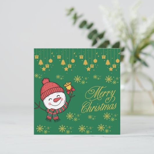 Elegant Snowman Christmas Card Feestdagenkaart (Staand voorkant)