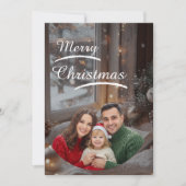 ❄️Elegant Snowy Christmas Family Photo Card Save The Date (Voorkant)