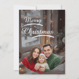 ❄️Elegant Snowy Christmas Family Photo Card Save The Date