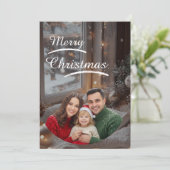 ❄️Elegant Snowy Christmas Family Photo Card Save The Date (Staand voorkant)