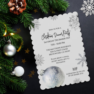 Elegant Snowy Christmas Holiday Party Kaart