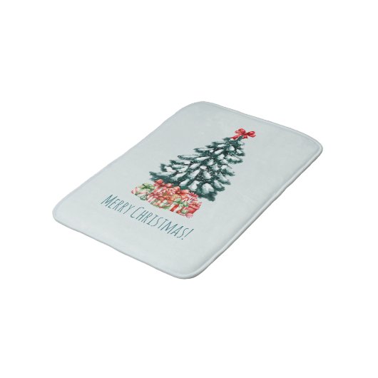 Elegant Snowy Christmas Tree Badmat (Gekanteld)