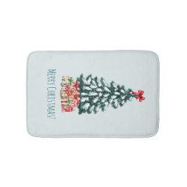 Elegant Snowy Christmas Tree Badmat