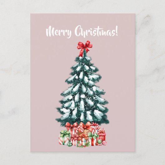 Elegant Snowy Christmas Tree Postcard Briefkaart (Voorkant)
