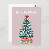 Elegant Snowy Christmas Tree Postcard Briefkaart (Voorkant / Achterkant)