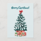 Elegant Snowy Christmas Tree Postcard Briefkaart (Voorkant)