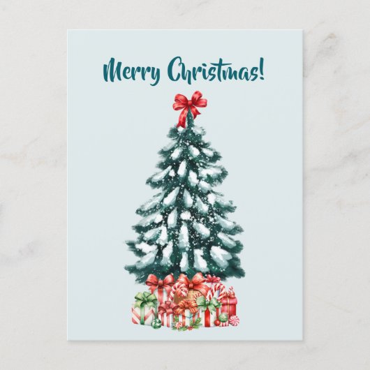 Elegant Snowy Christmas Tree Postcard Briefkaart (Voorkant)