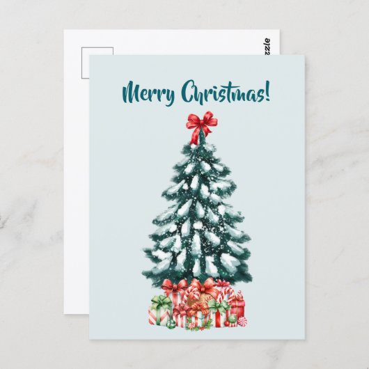 Elegant Snowy Christmas Tree Postcard Briefkaart (Voorkant / Achterkant)
