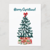 Elegant Snowy Christmas Tree Postcard Briefkaart (Voorkant)