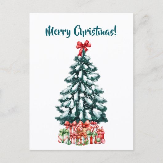 Elegant Snowy Christmas Tree Postcard Briefkaart (Voorkant)