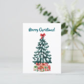 Elegant Snowy Christmas Tree Postcard Briefkaart (Staand voorkant)