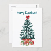 Elegant Snowy Christmas Tree Postcard Briefkaart (Voorkant / Achterkant)